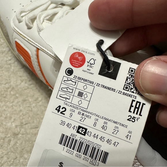 Zara Z2 Trainers Men's 42 US 9 Multicolor Off White Orange New NWT - Picture 7 of 8